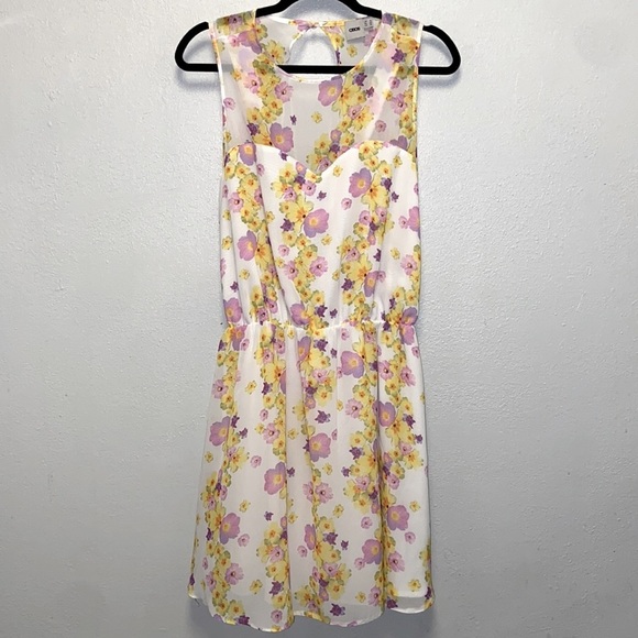 ASOS White Floral Lined Drop Waist Open Back Sweetheart Neckline Fairycore Dress - Picture 1 of 8